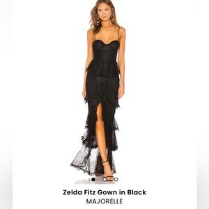 Majorelle Zelda Fitz Gown in Black (Small)